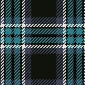 Town Square Plaid in Black Gray and Teal Blue