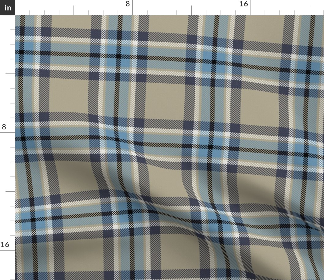 Town Square Plaid in Beige Gray and Sky Blue