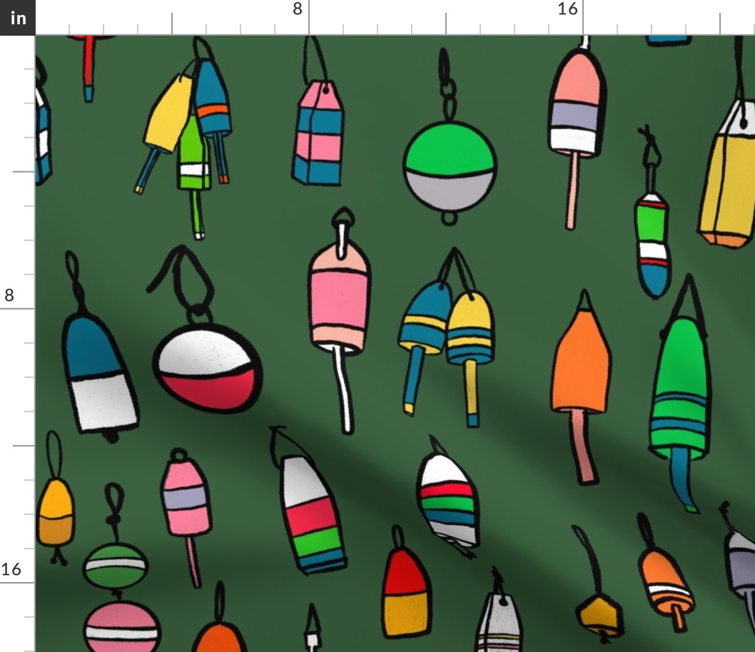 Lobster Buoys on green