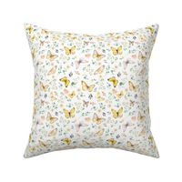 Butterflies XS – Yellow Butterfly Fabric, Garden Floral, Flowers & Butterflies Fabric (celery)