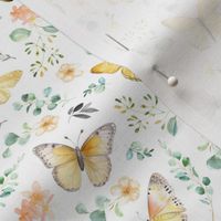 Butterflies XS – Yellow Butterfly Fabric, Garden Floral, Flowers & Butterflies Fabric (celery)