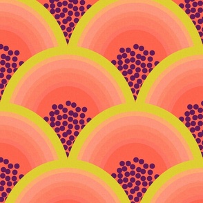 tropical papaya rainbow extra large wallpaper scale retro coral lime art deco kids by Pippa Shaw