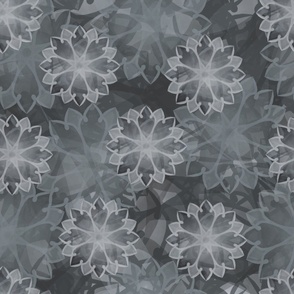 GeometricFlowersMandalaBackground - Grey