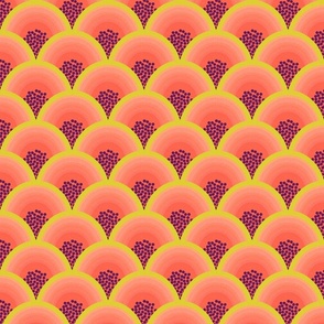 tropical papaya rainbow medium scale retro coral lime art deco kids by Pippa Shaw