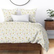 Butterflies Md – Yellow Butterfly Fabric, Garden Floral, Flowers & Butterflies Fabric (white)