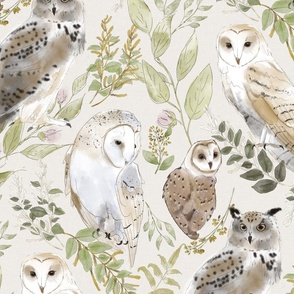 Owl Forest - on light tan (large scale)