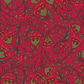 Crimson Christmas Intertwined floral print