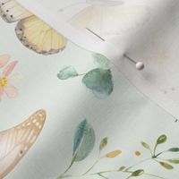 Butterflies Lg – Yellow Butterfly Fabric, Garden Floral, Flowers & Butterflies Fabric (celery)