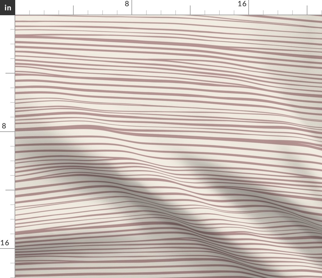Hand Drawn Horizontal Stripes | Creamy White, Dusty Rose Pink | Contemporary Stripe