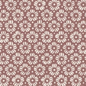 Little Flowers | Copper Rose PInk, Creamy White | Hand Drawn Tight Blender Floral 02