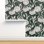 Black and white floral wallpaper