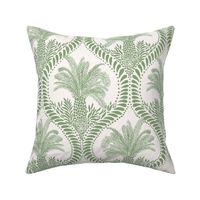 Medium - Jungle cat palms - Garden Green - Block Print inspired - jaguar leopard animals - Maximalist Palms Springs Oasis Chic Island