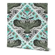 Barn Owl Damask - Turquoise