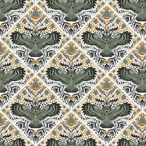 Barn Owl Damask - Orange