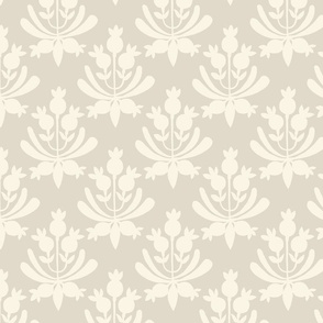 Berries and Leaves - Albescent White and cream white leaf - Traditional Coastal Print - medium