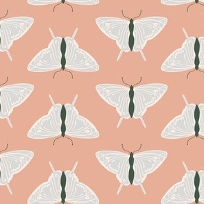 Silver Gray Butterflies on Soft Pink 