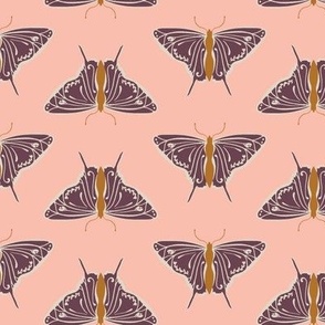 Chocolate Brown and Coffee Butterflies on Pink (Medium)