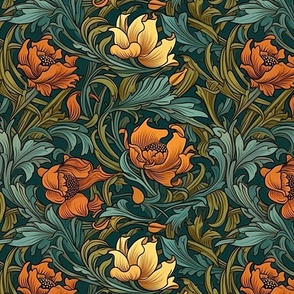 William Morris Art Nouveau Inspired - Fire and Goldenrod