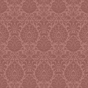 damask with lions, deep rusty pink 6W