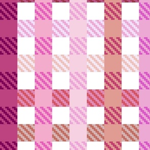  Playful Plaid in shades of pink on white  - large scale