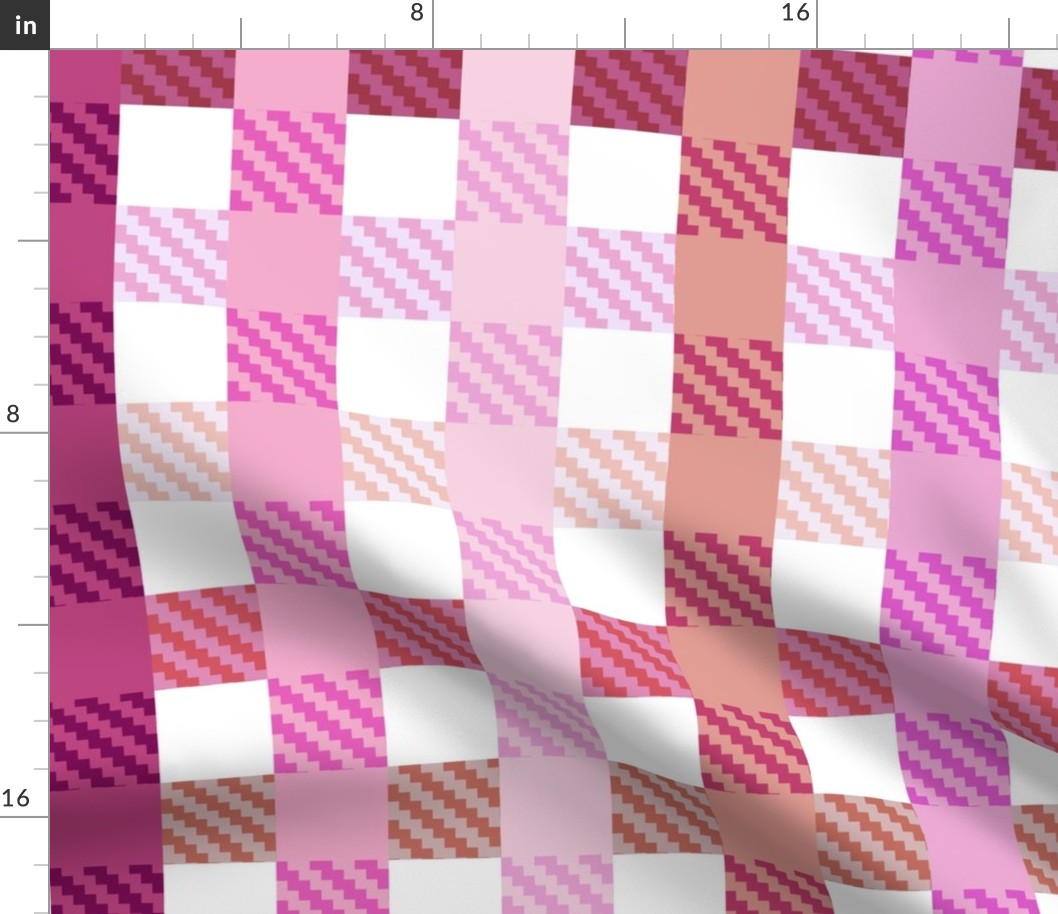  Playful Plaid in shades of pink on white  - large scale