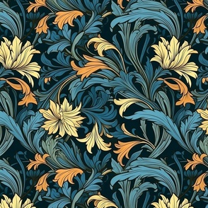 William Morris Inspired Art Nouveau - Calypso and Flax