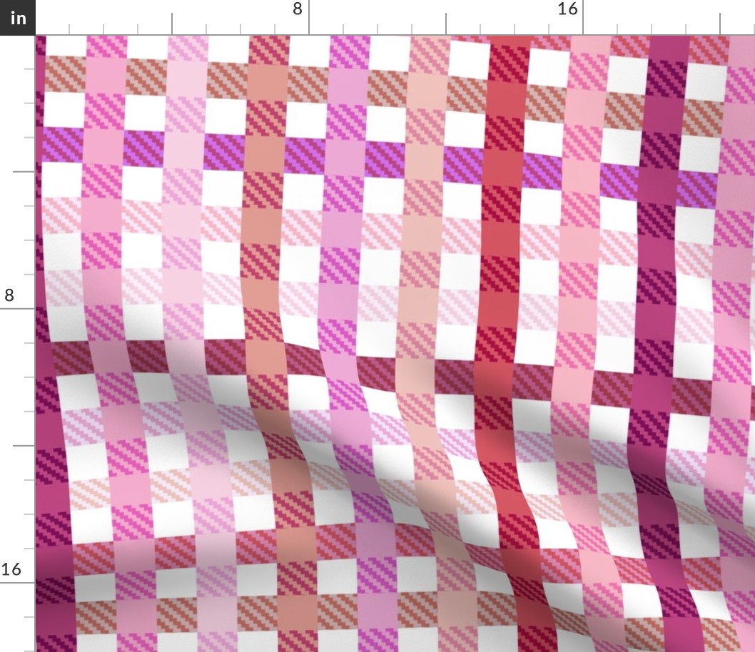  Playful Plaid in shades of pink on white  - medium scale