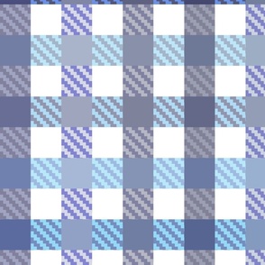  Playful Plaid from blue to cyan and gray on white  - large scale