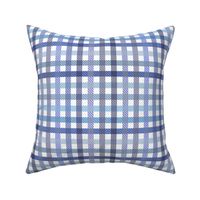  Playful Plaid from blue to cyan and gray on white  - small scale