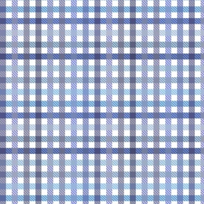  Playful Plaid from blue to cyan and gray on white  - small scale