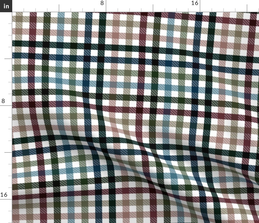  Playful Plaid from green to beige, and a warm brown on white  - small scale