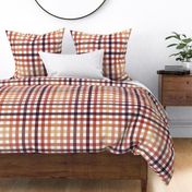  Playful Plaid in warm autumnal earth tones on white  - medium scale