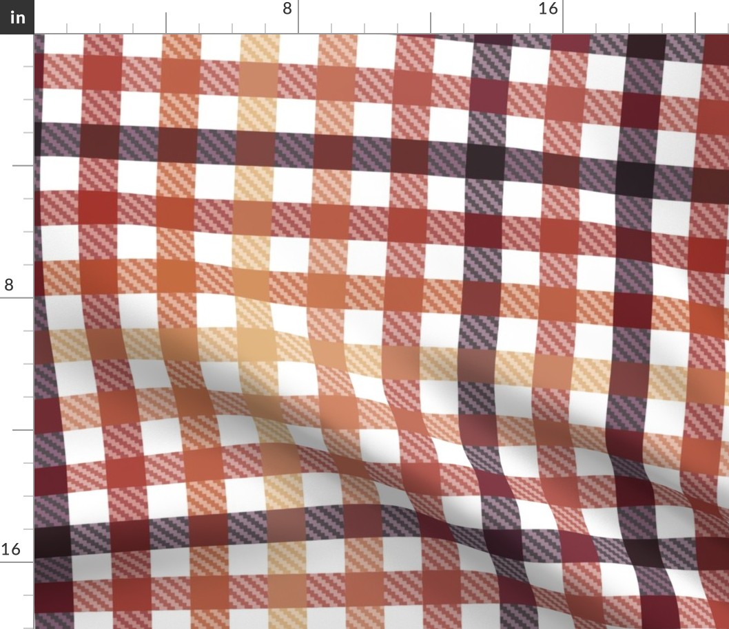 Playful Plaid in warm autumnal earth tones on white  - medium scale