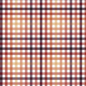  Playful Plaid in warm autumnal earth tones on white  - small scale