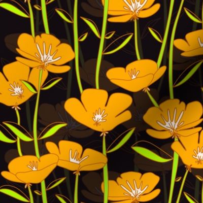 Buttercup Home Decor Pattern With Yellow Green And Black Background