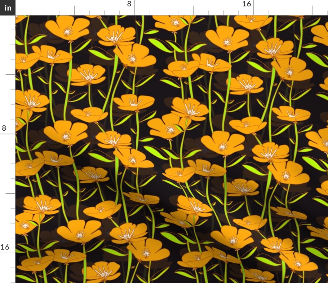 Buttercup Home Decor Pattern With Yellow Green And Black Background