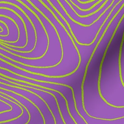 Geometric organic lines. Earth lines. Maps. Map height lines. Violet and electric green