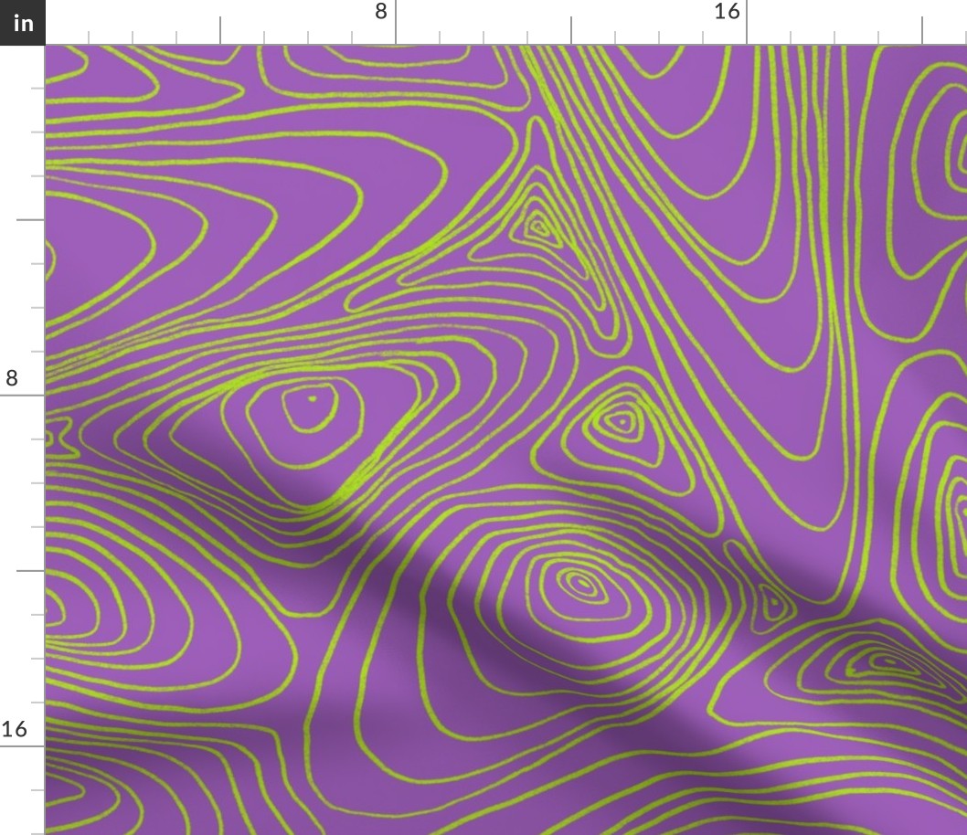 Geometric organic lines. Earth lines. Maps. Map height lines. Violet and electric green