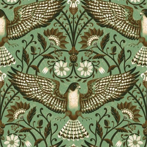 Eagle and Oriental Flowers (Green)