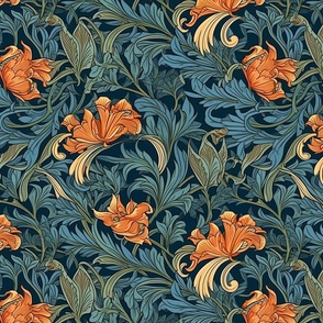 William Morris Inspired Art Nouveau - Fire and Patina