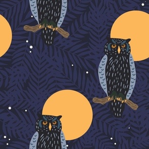 Indigo Nights: Night Owl & Moon