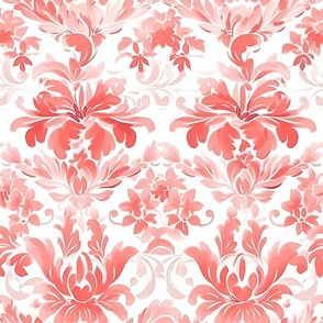 Watercolor Damask Soft Coral
