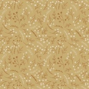 Country Boho Twigs and Berries 6x6 tan white