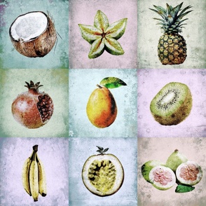 Grid of Tropical Fruit