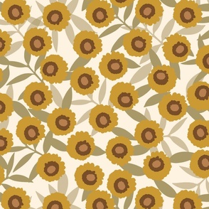 Golden Marigold-Earthtone- Flowers-Extra Large
