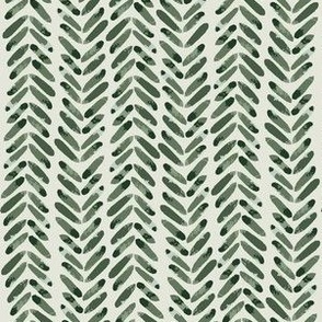 Herringbone chevron watercolor painted leaves  vertical stripes on vines abstract pattern in mint artichoke and jade greens