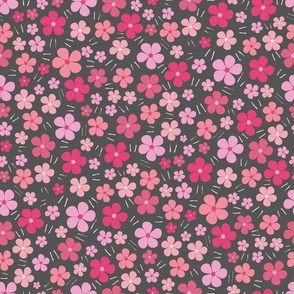 Ditsy Pink and Gray Floral