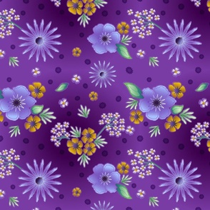12" Vintage Iris ombre floral