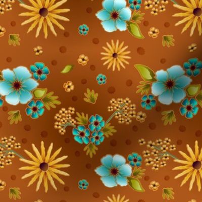 6" SMALL Vintage Copper ombre floral