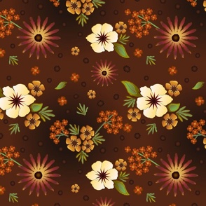 12" Vintage Mocha Floral